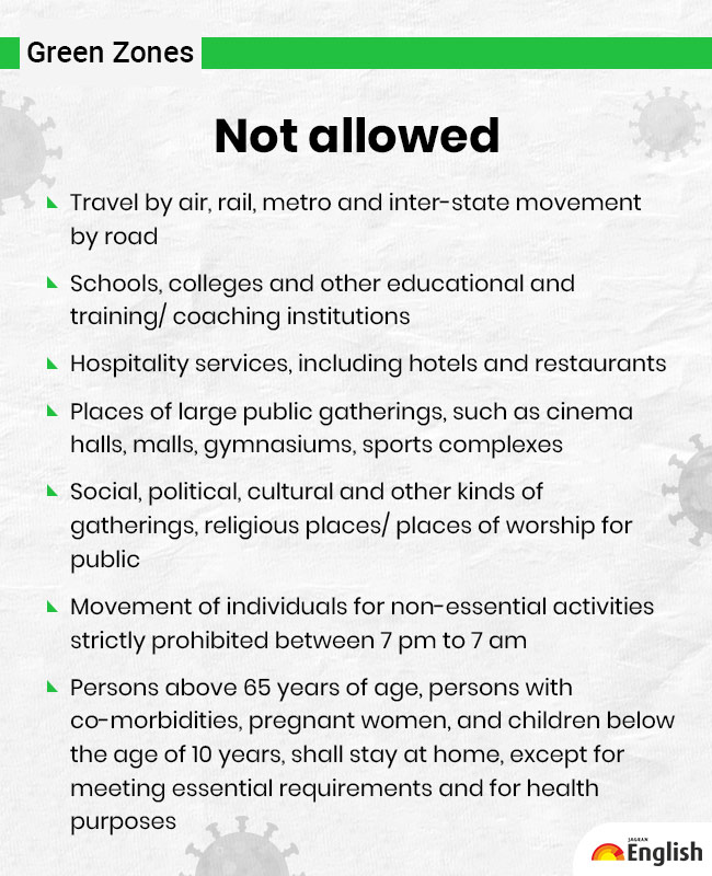 Activities prohibited in Green Zones
