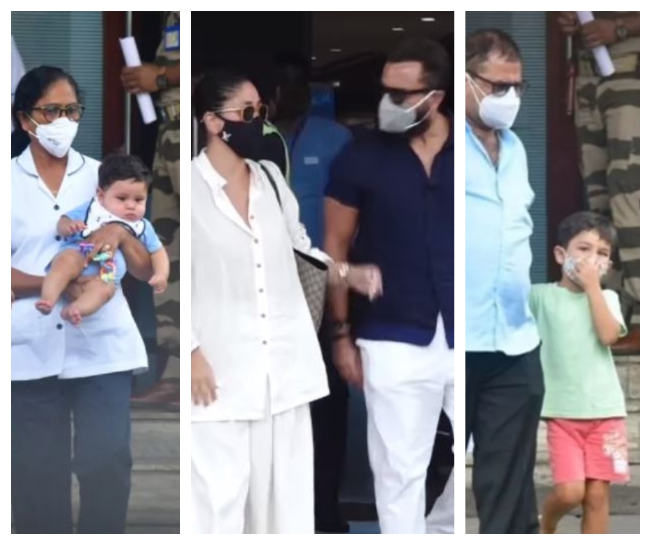 Kareena Kapoor and Saif Ali Khan spotted at airport with kids Taimur ...