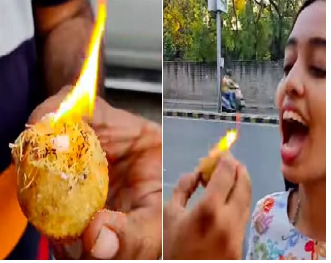 Gujarat vendor sells literally 'Lit Paani Puri' to desi food blogger; netizens say 'aag laga di'