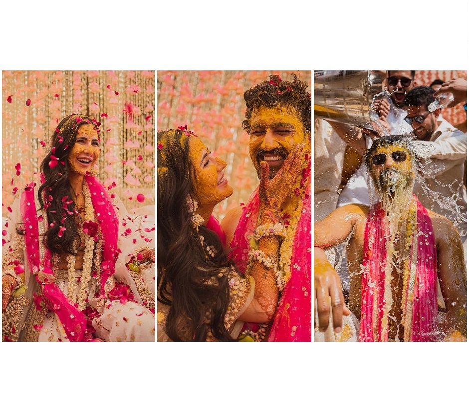 Awwdorable Vicky Kaushal Katrina Kaif Look Breathtaking In Haldi Ceremony Pics Check Them