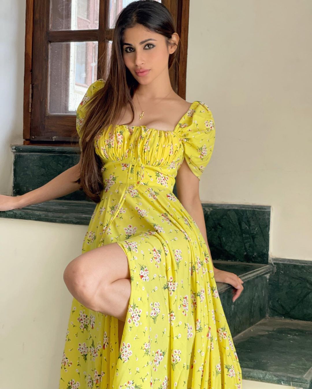 In pics: Mouni Roy rocks her perfect floral thigh-high slit dress ...