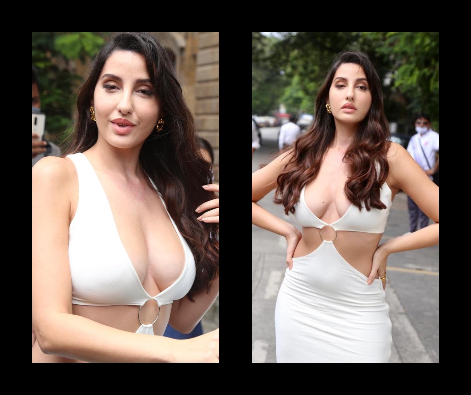 Nora Fatehi oozes glamour in a sultry bodycon dress with plunging neckline  | See pics