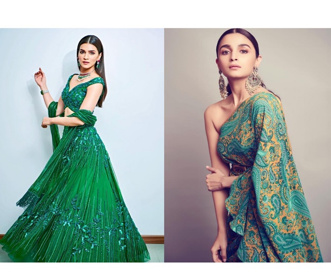 Buy Peacock Green Organza Handpainted Suit Set online in India at Best  Price | Aachho