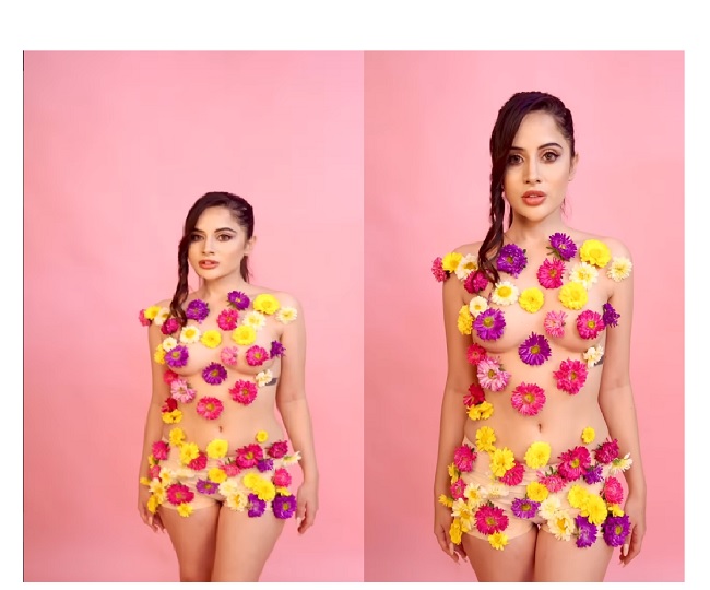 Urfi Javed wears only flowers as her outfit, netizens troll her bizarre fashion | See here
