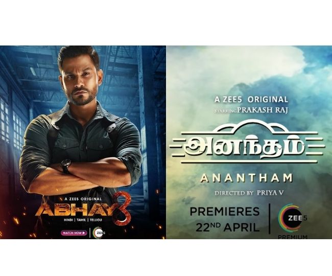 What's New On ZEE5 April 2022:  From Abhay 3 to Anantham, top 5  latest movies and web series to watch this month