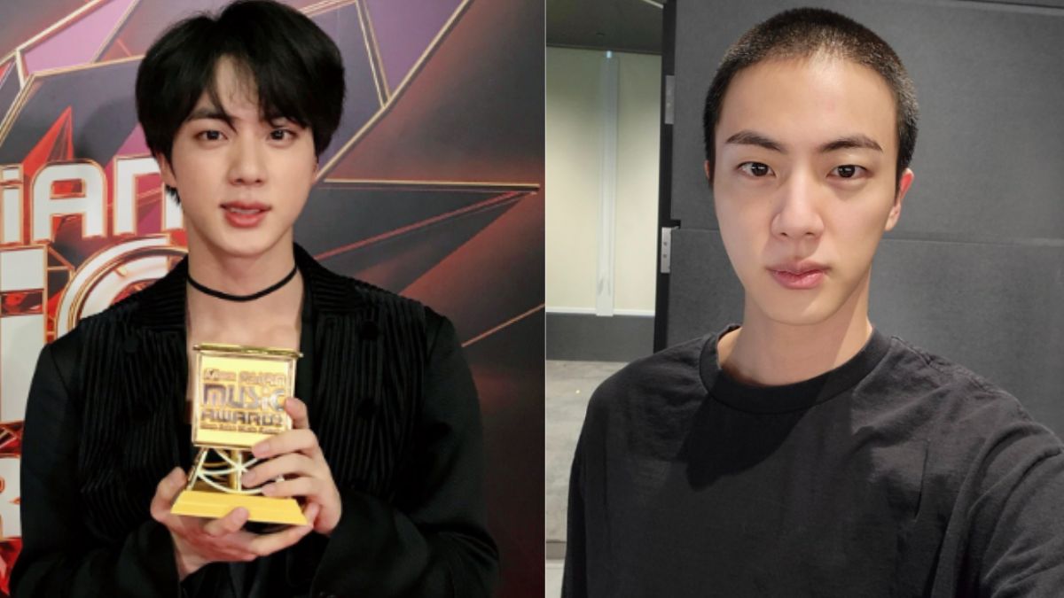 BTS' Jin Shares Photo of New Buzz Cut Ahead of Military Service: 'Cuter  Than I Thought
