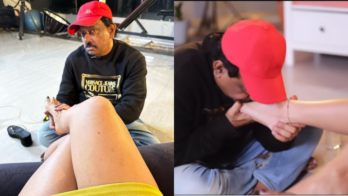 Ram Gopal Varma Licks Toes Of Actress Ashu Reddy, Internet Is Disgusted |  Watch Video