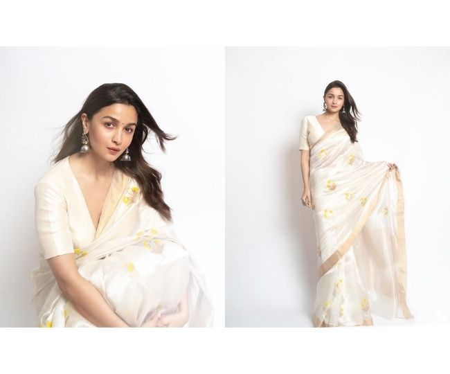 Alia Bhatt emits elegance in white saree as she promotes Gangubai ...