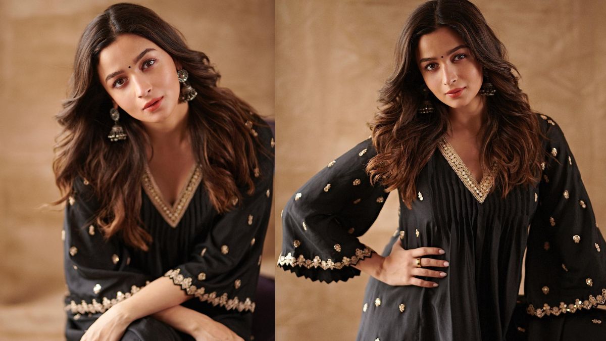 Alia Bhatt Makes Heads Turn In Embellished Black Kurta | See Pics