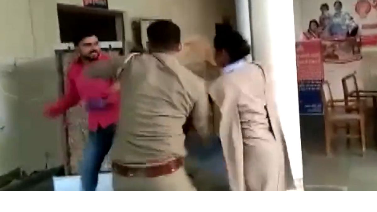 Man, Called For Interrogation, Beats Cop Inside Police Station In UP's Mainpuri | Watch