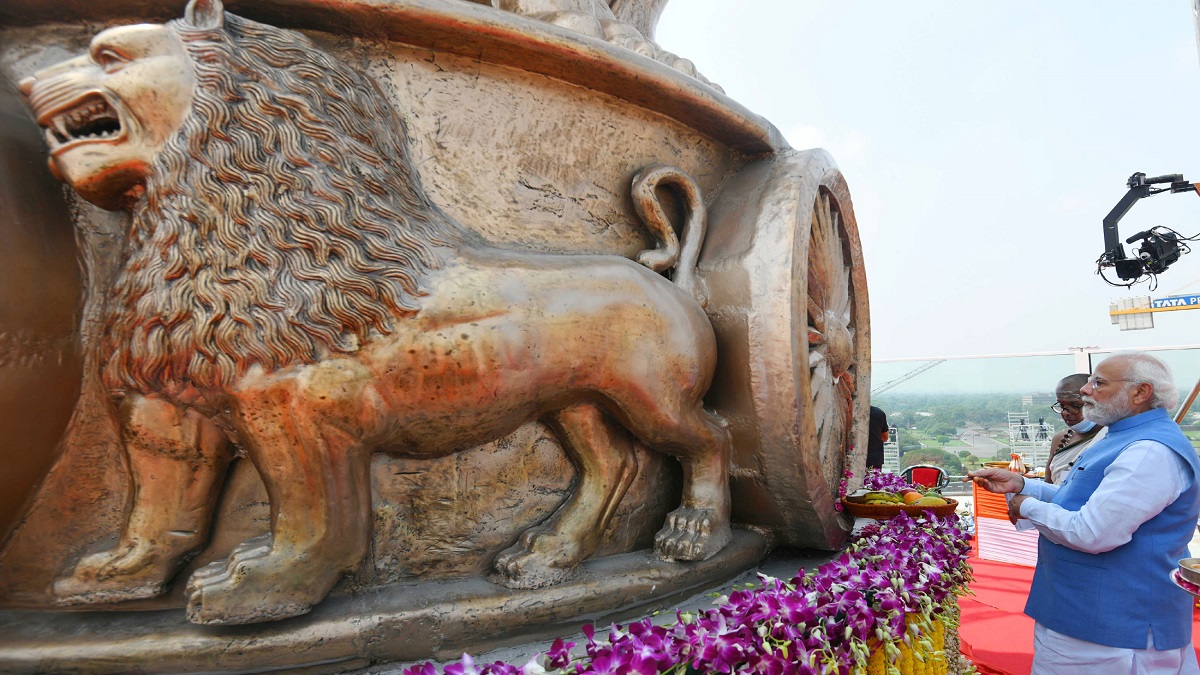 'Angry Lions' National Emblem On New Parliament Building Bone