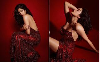 Janhvi Kapoor Paints The Town Red In Thigh-High Slit Dress | See Pics