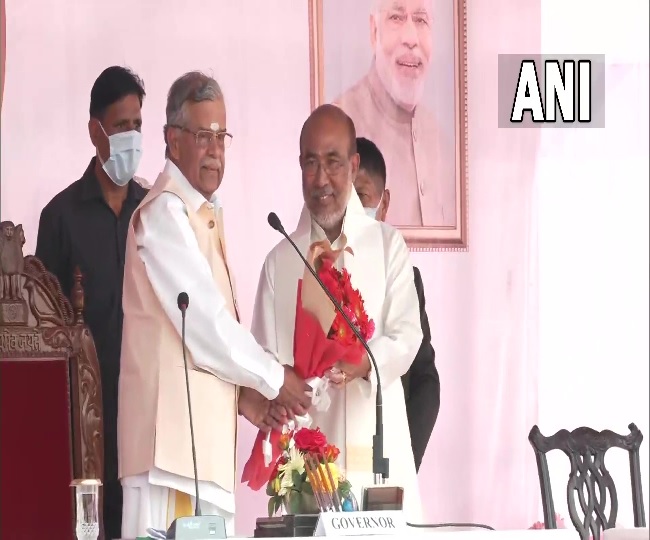 N Biren Singh sworn-in as Manipur Chief Minister for 2nd straight term
