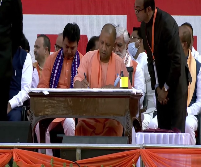 Yogi Adityanath takes oath as UP CM for 2nd straight term; KP Maurya, Brajesh Pathak sworn-in as Dy CMs