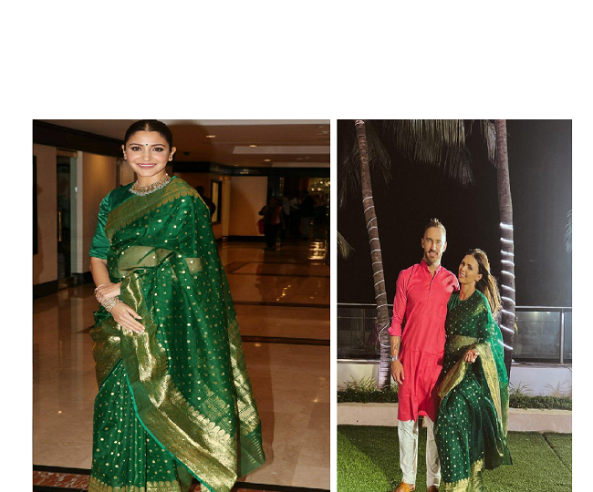 Anushka sharma in green net clearance saree