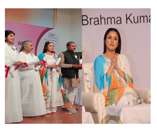 Shehnaaz Gill in all-white attire is a 'sight to behold' at Brahma Kumaris event in Delhi | In Pics