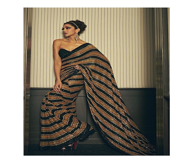 Deepika Padukone dazzles in shimmery golden-black Sabyasachi sari at Cannes 2022 red carpet 