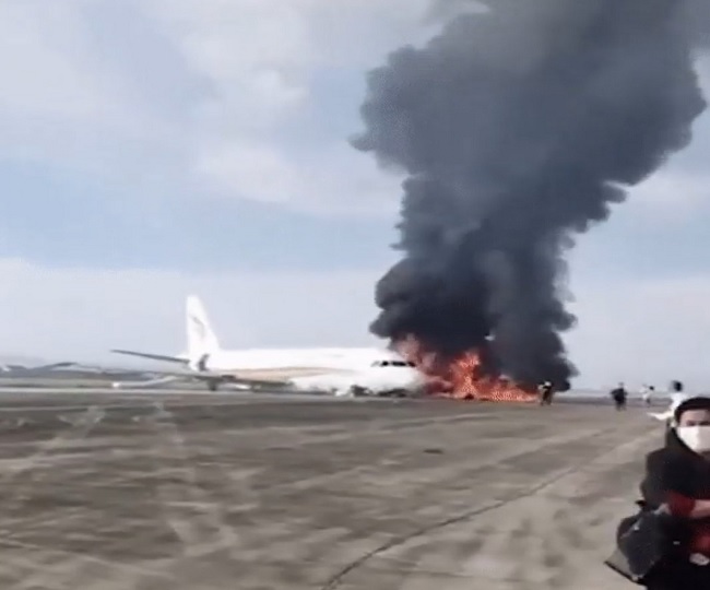 Over 40 injured after Tibet Airlines' plane veers off runway, catches fire during takeoff | Watch
