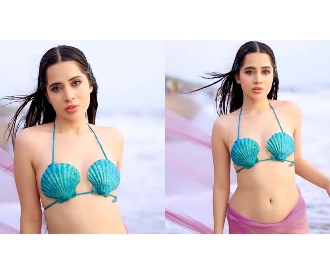 Urfi Javed makes heads turn again in seashell bra and see-through sarong