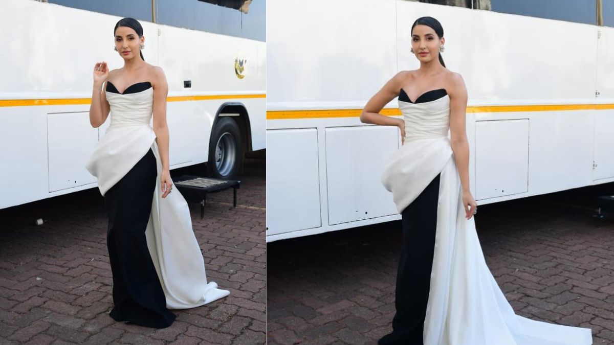 Glamour Queen Nora Fatehi Sizzles The White Sequin Thigh High Slit Gown  With Her Hottest Looks | IWMBuzz