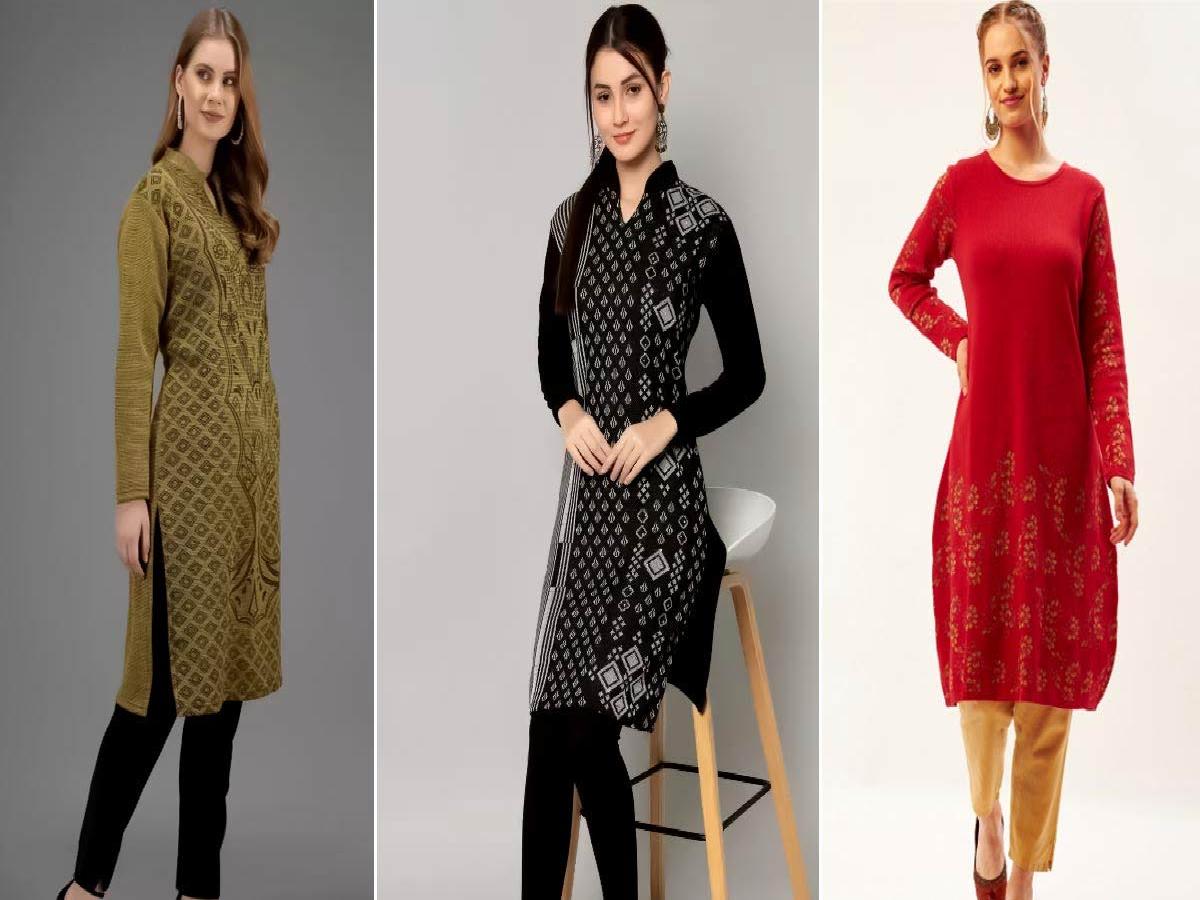 Cotton Long Kurti Set with Heavy Embroidery and Matching Paint and Dupatta  - Kurti Fashion