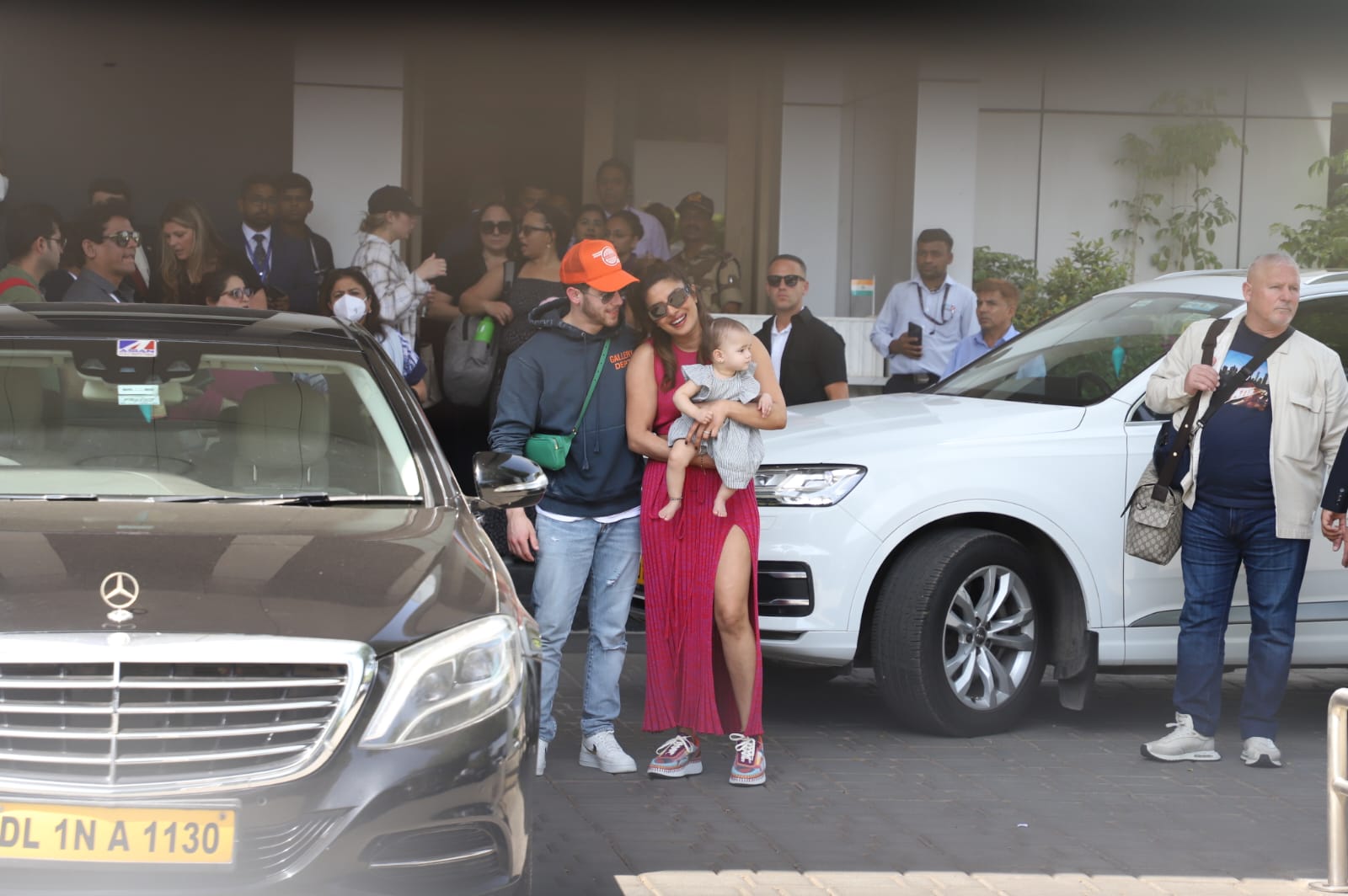 priyanka chopra with daughter and husband at mumbai airport 