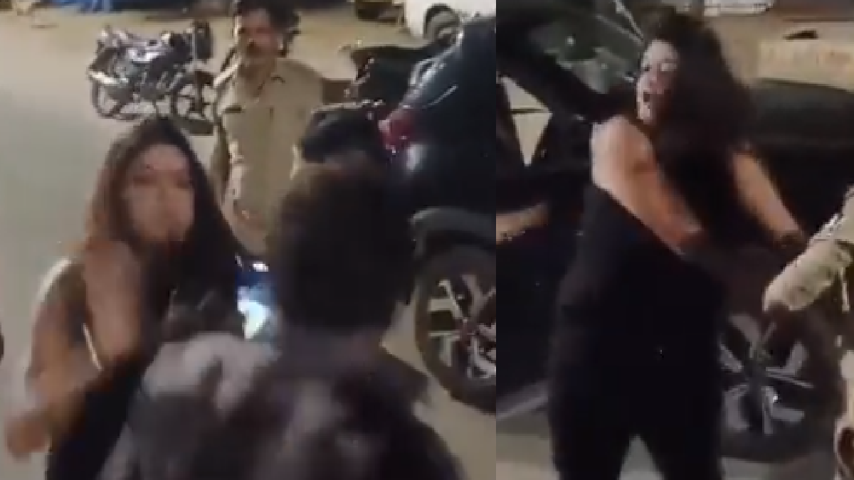 drunk-woman-slaps-cop-after-violating-traffic-rules-in-gujarat-detained-over-multiple-charges-viral-video