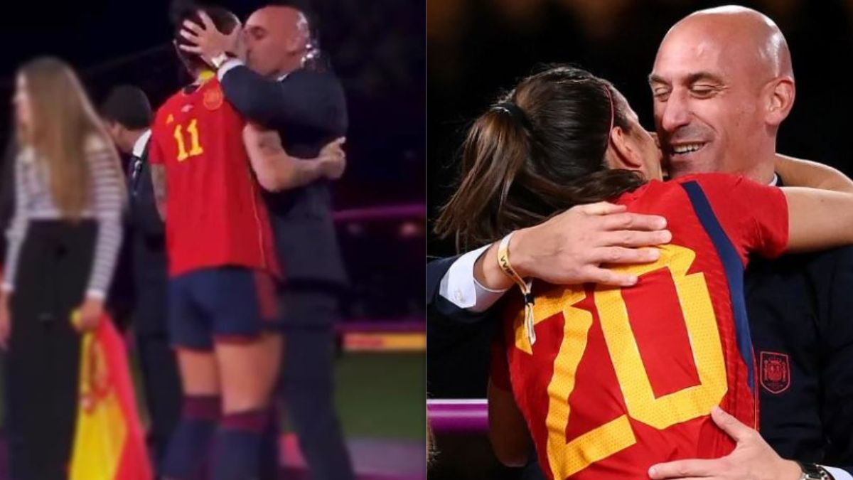 Spain FA Chief's Surprise Kiss To Jenni Hermoso During World Cup Win ...