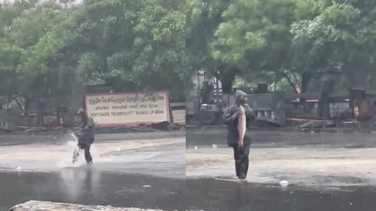 Viral Video: Man Catches Fish On Submerged Chennai Street Amid Cyclone  Michaung Threats