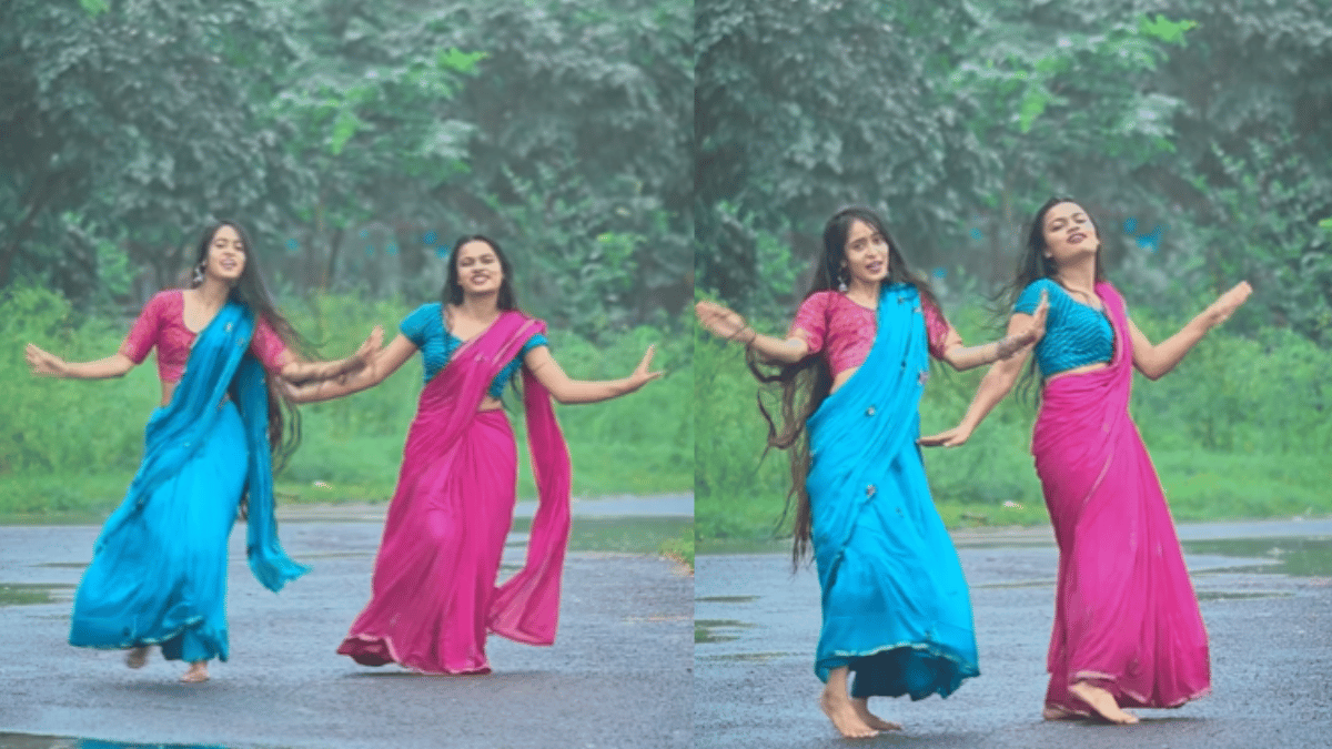 saree-clad-women-dance-to-shah-rukh-khan-and-madhuri-dixit-hit-song-koi-ladki-hai-leave-netizens-drooling-watch-viral-video
