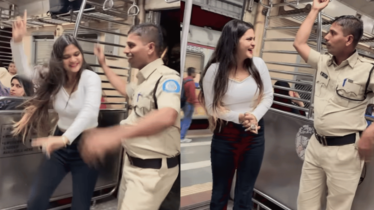 Viral Video Mumbai Cop Goes Viral For Dancing With Woman On Local Train Authorities Take Action 