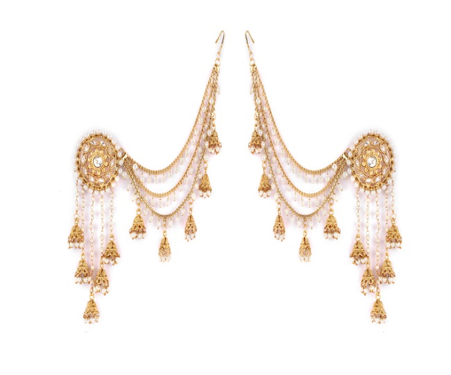 Long Designer Partywear Earrings - Golden Color Earrings for Gown and  Lehenga - Kesha Luxury Long Earrings by Blingvine