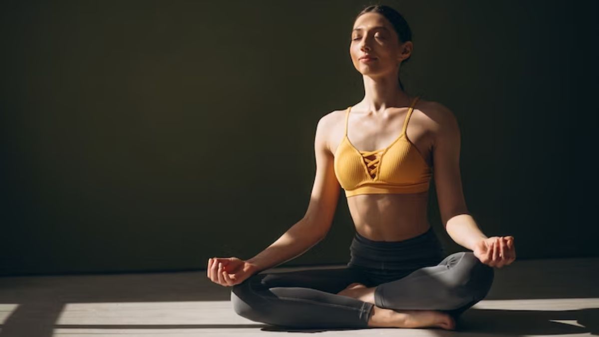 Premium Photo | Confident woman training yoga pose asana concentration  exercise on the mat balance and harmony