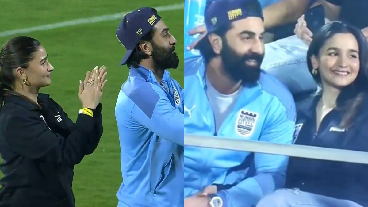 Amid ED summons, Ranbir Kapoor watches football match with Alia Bhatt,  couple sports matching '8' jersey. Watch