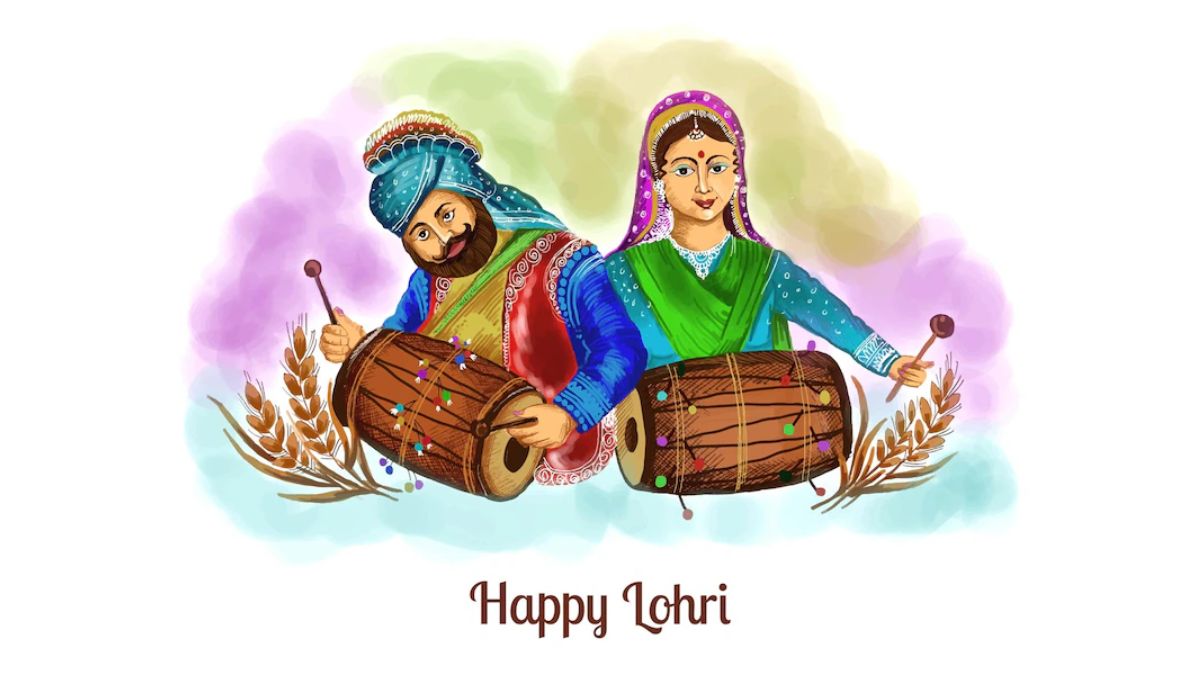 Happy Lohri Festival Of Punjab India Card Background Stock Illustration -  Download Image Now - iStock