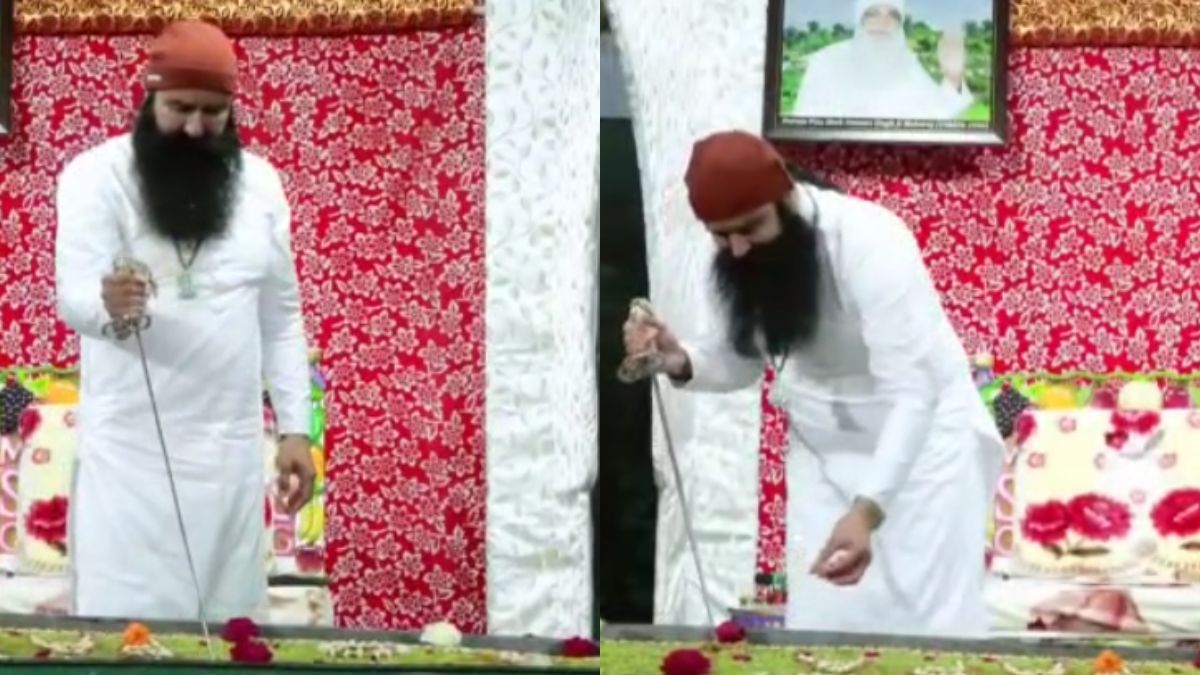 'This Is First, I Should...': Rape Convict Dera Chief Ram Rahim, Out On Parole, Cuts Cake With Sword
