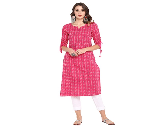 Buy VIMBALI Cotton Striped/Lining Design Kurti for Girls and Women/Summer  Collection Pure Cotton Flare Kurti at Amazon.in