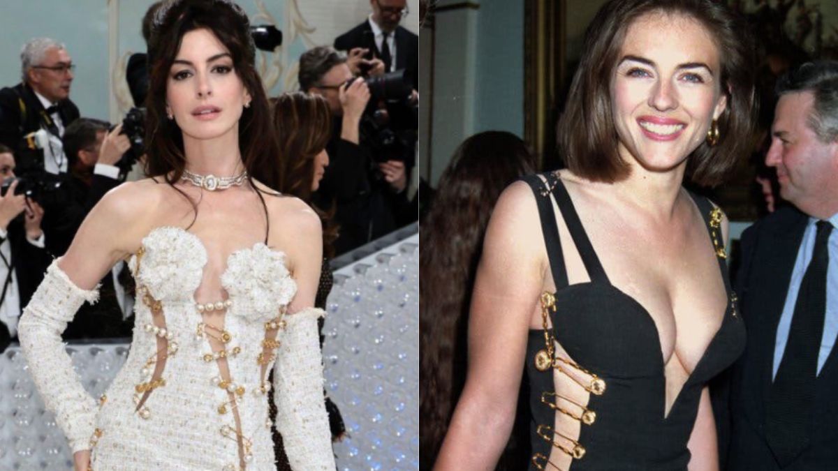 Kalksteen Buitenshuis keten That Dress! Anne Hathaway Rocks Iconic Versace Safety Pin Gown At Met Gala  2023, Previously Worn By Elizabeth Hurley In 1994