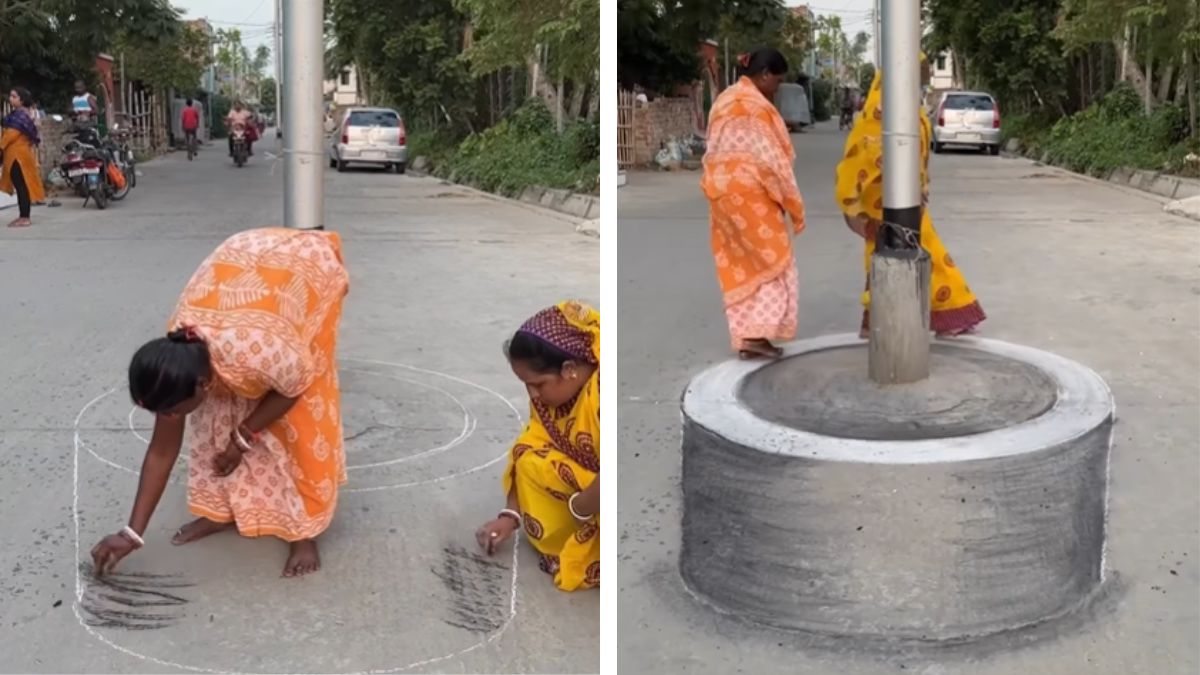 Viral Video Woman Creates Amazing Optical Illusions On Road Using Simple Strokes 