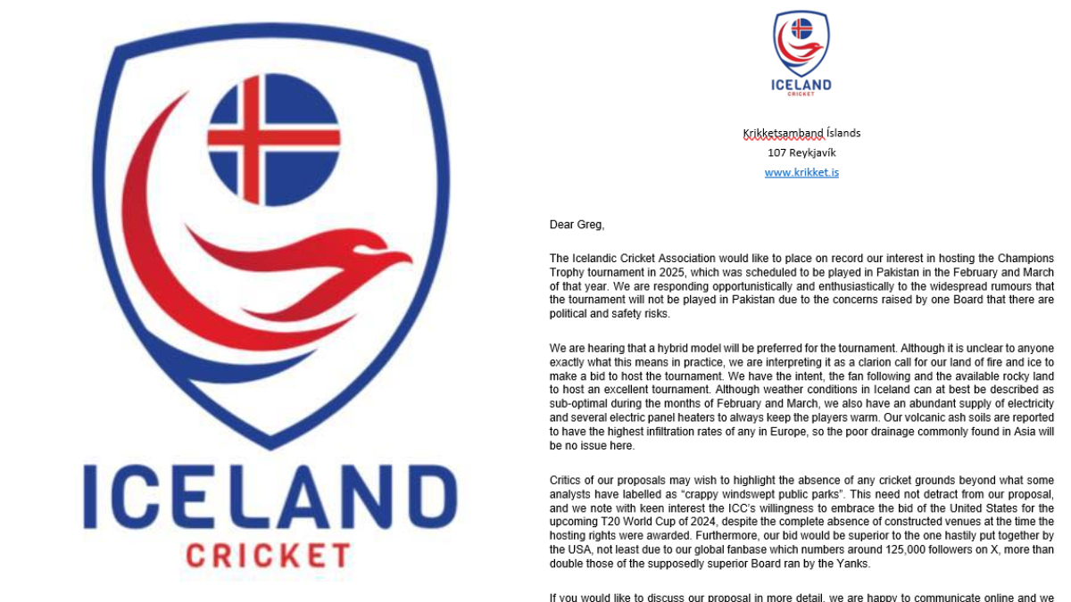 Champions Trophy 2025 Iceland Cricket Offers To Host Tournament To