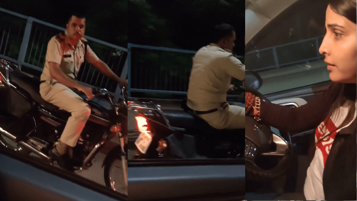 tumhara-helmet-kidhar-hai-woman-questions-policeman-for-not-wearing-helmet-in-viral-video-watch