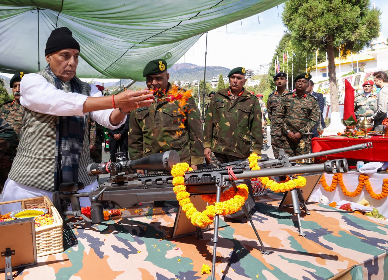 Defence Min Rajnath Singh Performs 'Shastra Puja' At LAC In Arunachal ...