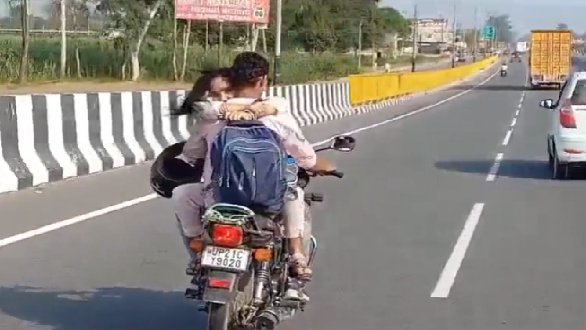 romance-gone-wrong-couple-in-up-fined-rs-8000-for-hugging-on-moving-bike-netizens-irked-watch-viral-video
