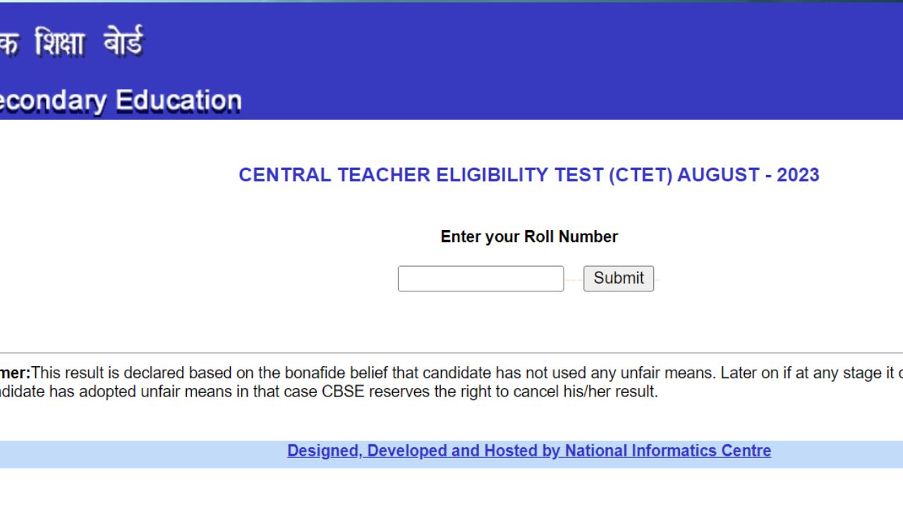 Ctet Result Cbse Ctet Exam Result Declared At Cbseresults Nic In