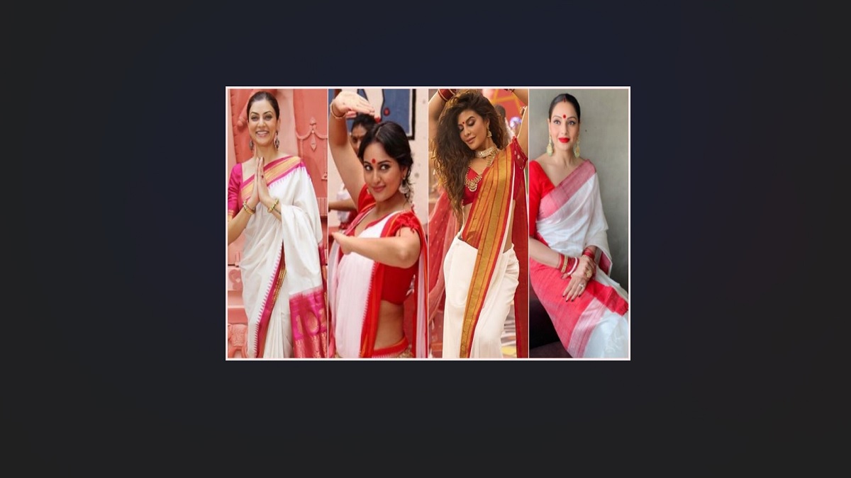 Get The Best Bengali Durga Puja Saree - Sayanti Ghosh Designer Studio -  Tikli