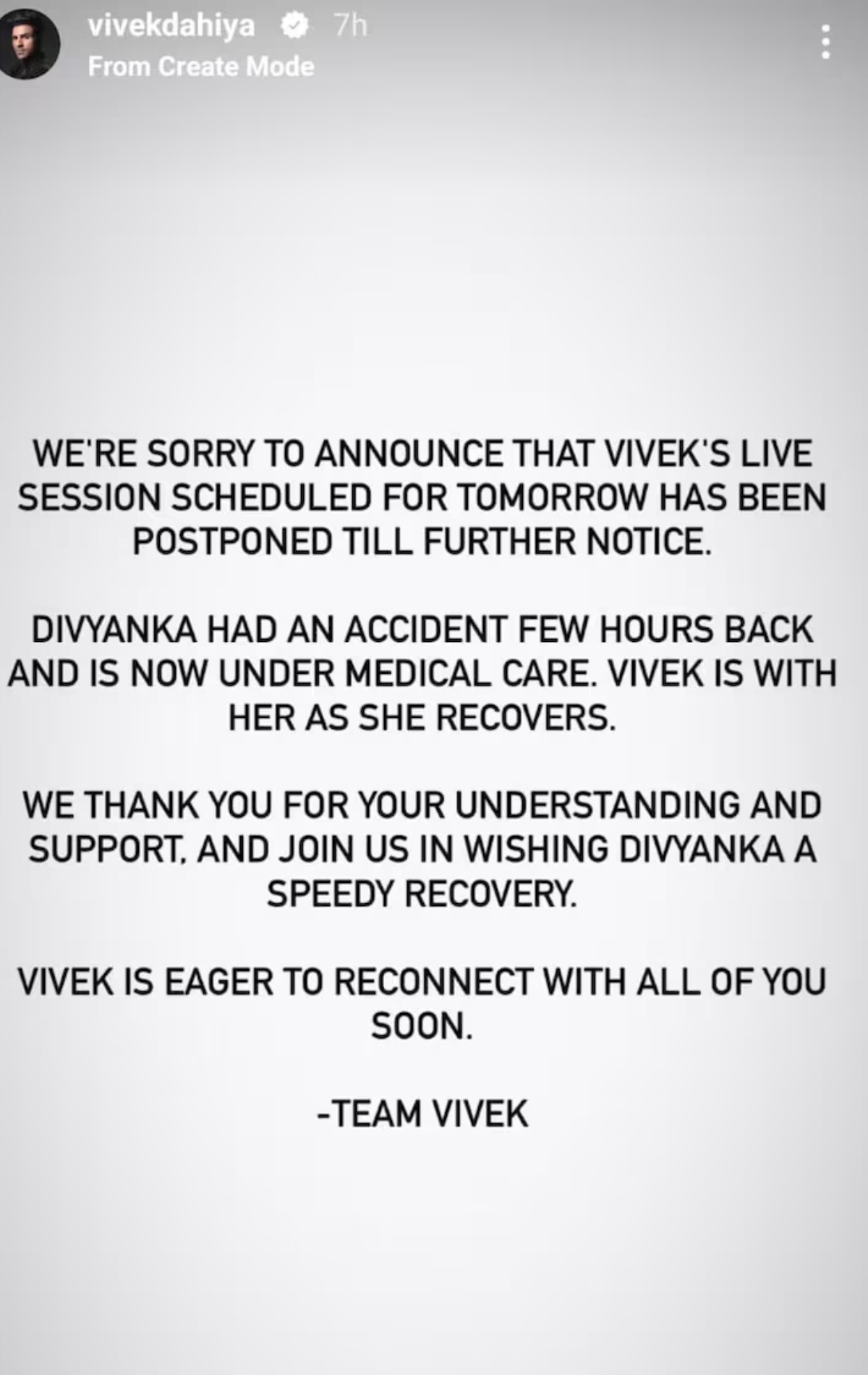 Vivek cancels his live session