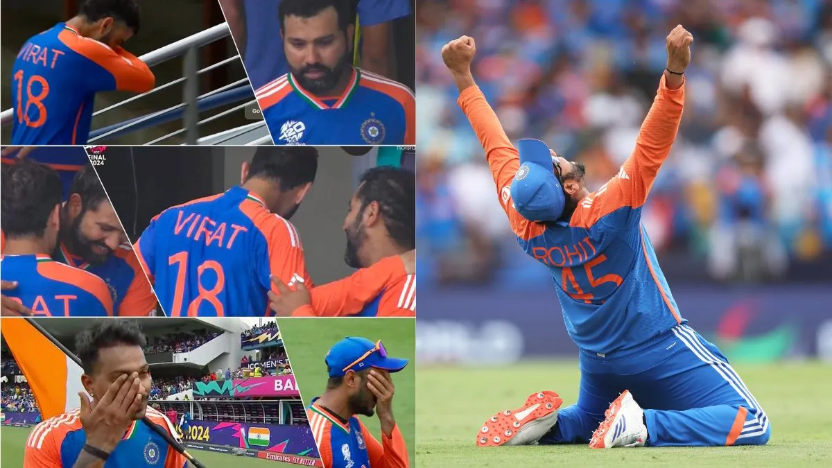 ind-vs-sa-final-t20-world-cup-2024-rohit-sharma-hardik-pandya-and-other-indian-players-in-tears-as-men-in-blue-clinch-2nd-t20-wc-title-watch