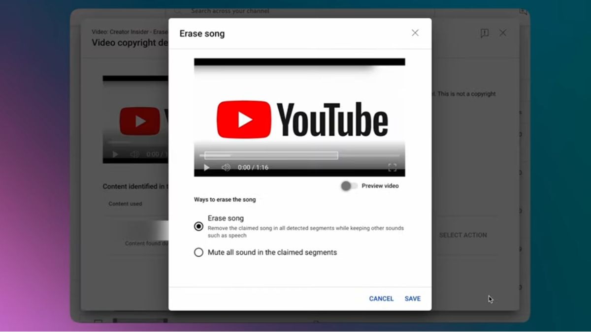 YouTube's Revamped 'Erase Song Tool' Can Remove Copyrighted Music From