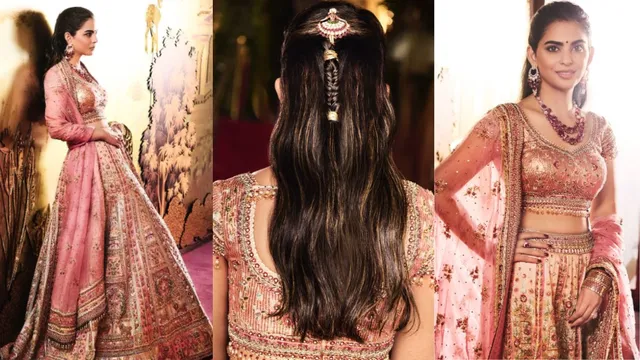 isha-ambani-in-pink-tarun-tahiliani-lehenga-with-diamondstudded-vintage-accessories-at-anant-and-radhikas-prewedding-celebration-see-pics