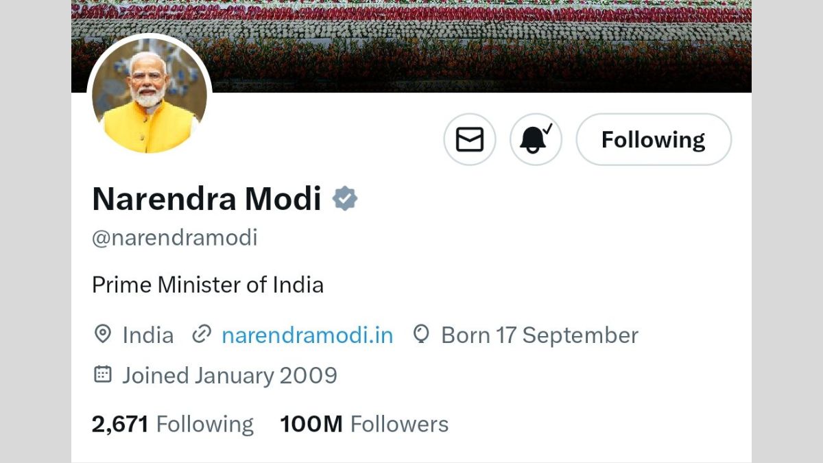 PM Modi Crosses 100 Million Followers On 'X', Ranks As 7th Most Followed  Person